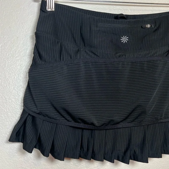 Athleta Women’s Good Match Skort Black Pleated Pocket Skirt Shorts M Tennis Logo - Picture 5 of 15